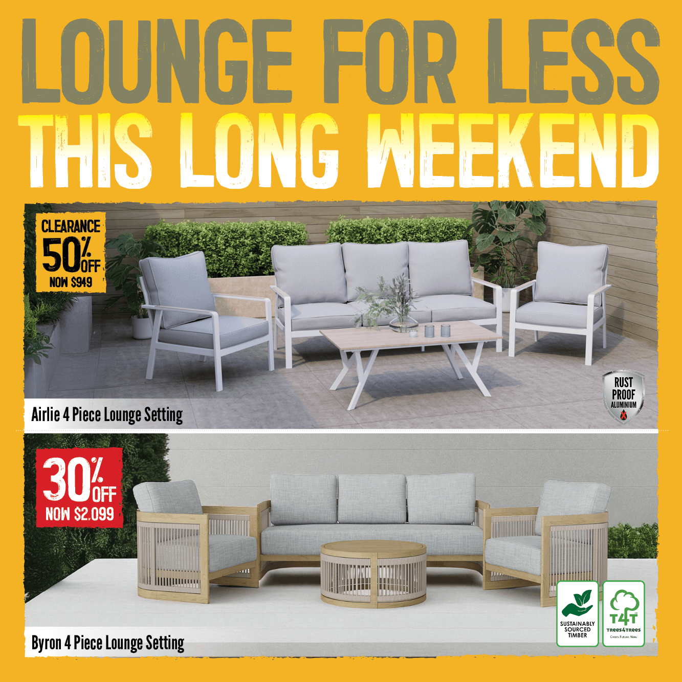 Lounge For Less This Long Weekend | Shop Now